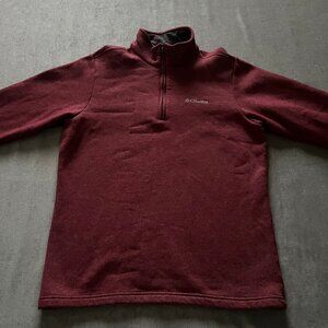 Columbia 1/4 Zip Pullover Sweatshirt Men Medium Red Fleece Long Sleeve Outdoors